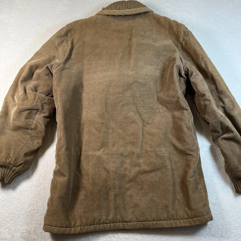 Vintage Towncraft Coat Mens Medium Small Brown Corduroy Quilted Lined‎ Zip Warm